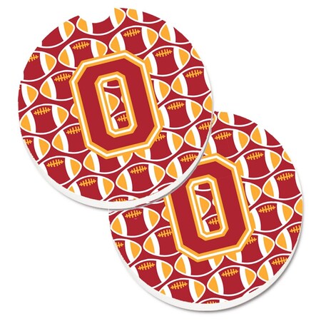Carolines Treasures Letter O Football Cardinal and Gold Set of 2 Cup Holder Car Coaster CJ1070-OCARC
